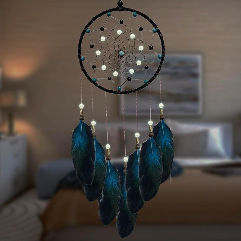 Awlee Dream Catcher for Boys Blue Dreamcatcher for Bedroom Handmade Feather Hanging Decoration Ornament Birthday Festival Craft Gift - Image 1